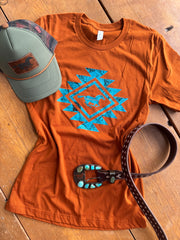 Autumn/Turquoise Aztec Logo Tee