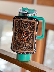 Hand Tooled Drink Tumbler Bag