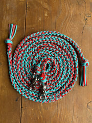 Red & Turquoise Split Reins