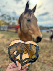 SEMI CUSTOM Stained Glass Heart Horse