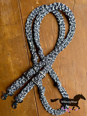 8ft Navy & White Braided Reins