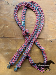 8ft Red & Grey Braided Reins