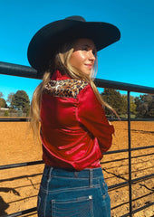 Crimson Leopard Rodeo Shirt