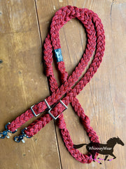 8ft Red Head Braided Reins