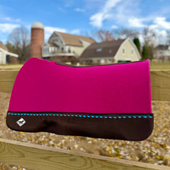 30x28” Western Wool Saddle Pad - Pink with Turquoise Buckstitch