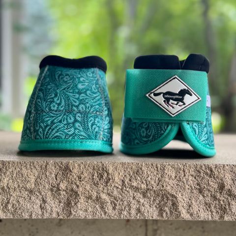 Medium: Tooled Turquoise Ballistic Bell Boots