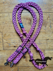 8ft Pink & Burgundy Swirls Braided Reins