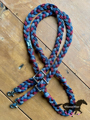 8ft Navy & Burgundy Braided Reins