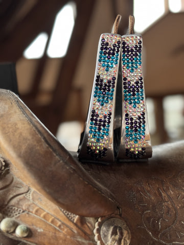 Custom Aztec Rhinetone Western Stirrups
