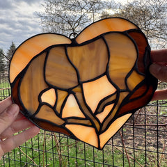 Stained Glass Heart Horse - Champagne