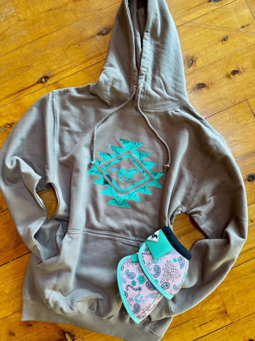 Mocha Brown & Turquoise WhinneyWear Hoodie