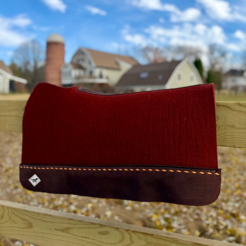 30x28” Western Wool Saddle Pad - Rust with Copper Buckstitch