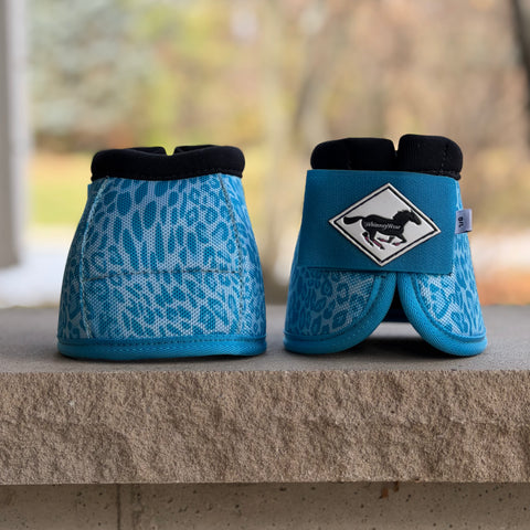 Large: Turquoise Leopard Ballistic Bell Boots