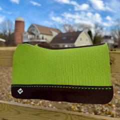30x28” Western Wool Saddle Pad - Apple with Lime Buckstitch