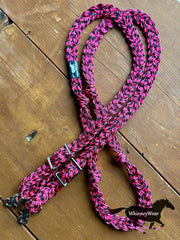 8ft Pink & Black Braided Reins