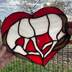 Stained Glass Heart Horse - White