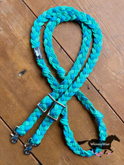 8ft Teal & Turquoise Braided Reins