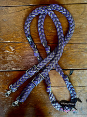 8ft Purple & Gold Braided Reins