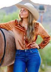 Golden Hour Velvet Rodeo Shirt