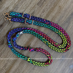 WhinneyWear Custom Black/Rainbow Ombre Reins