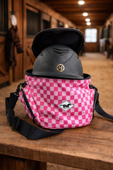 Patterned Helmet Bag - Pink Checkered
