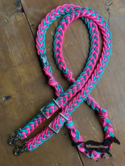 8ft Neon Bubble Gum Braided Reins