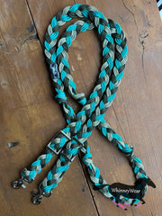 8ft Olive & Teal Braided Reins