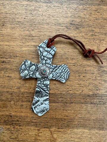Grey Croc Saddle Cross