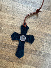 Black Floral Saddle Cross