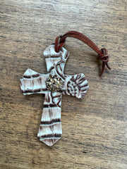 Brown Croc & Floral Saddle Cross