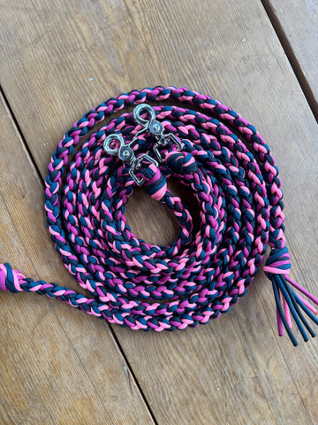 Pink & Navy Split Reins