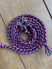 Pink & Navy Split Reins