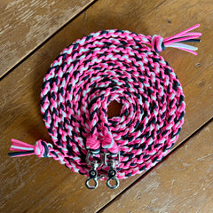 Pink & Black Split Reins