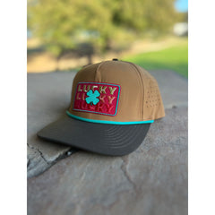 Lucky Gulf Red Trio Patch Performance Hat with Rope - Cider / Brown