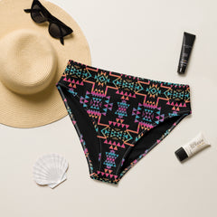 Neon Aztec high-waisted bikini bottom