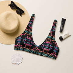 Neon Aztec padded bikini top