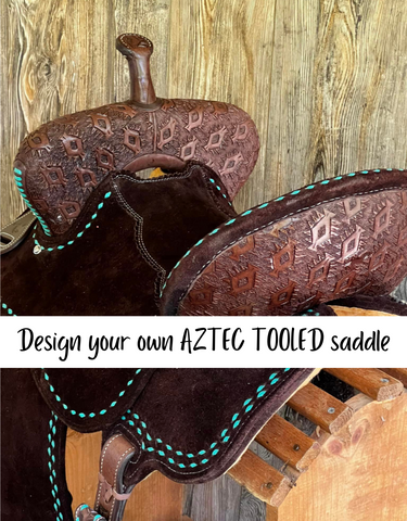*Custom Aztec Tooled Barrel Saddle - Upgrades half off*