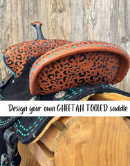 Custom Cheetah Tooled Barrel Saddle