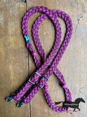 8ft Raspberry Diamonds Braided Reins