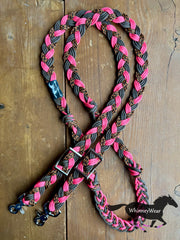 8ft Pink Cheetah Braided Reins