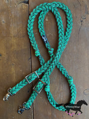 8ft Mint Stripes Braided Reins