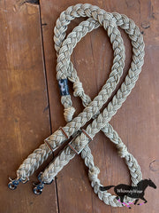 8ft Gold & White Diamonds Braided Reins