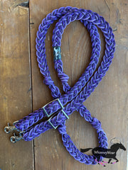 8ft Violet Stripes Braided Reins