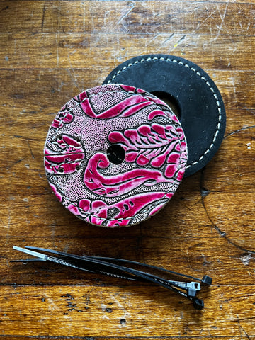 Pink Floral Hide/Rubber Bit Guards