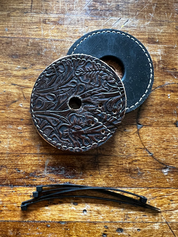 Brown Floral Hide/Rubber Bit Guards