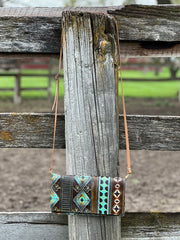 “Bethany” Brown & Aqua Navajo Purse