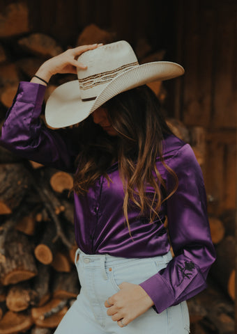 Purple Satin Rodeo Shirt