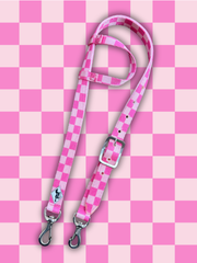 Pink Checkered One Ear Nylon Headstall