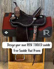 Custom Rose Tooled Barrel Saddle - Free Saddle Pad