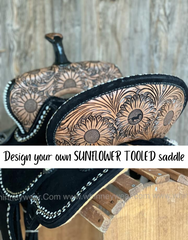 Custom Sunflower Tooled Barrel Saddle - Free Saddle Pad